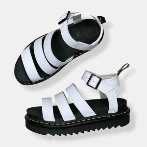 Dr Martens Sandals Women Size 8 White Blaire Strappy Buckle Leather NWOB